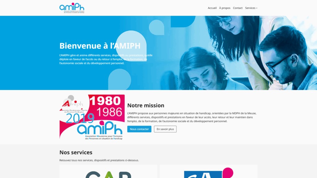Capture d'écran du site de l'AMIPH